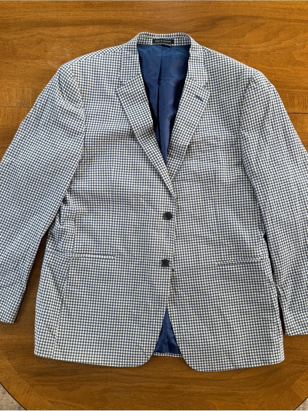 Tommy Hilfiger Navy and White Gingham Sport Coat